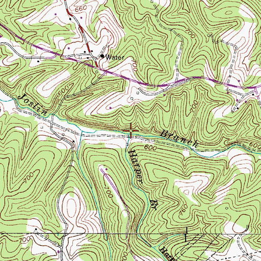 Topographic Map of Harper Branch, TN