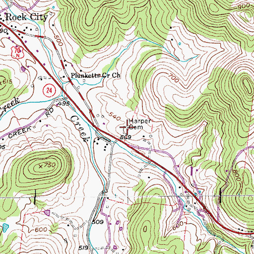 Topographic Map of Harper Cemetery, TN