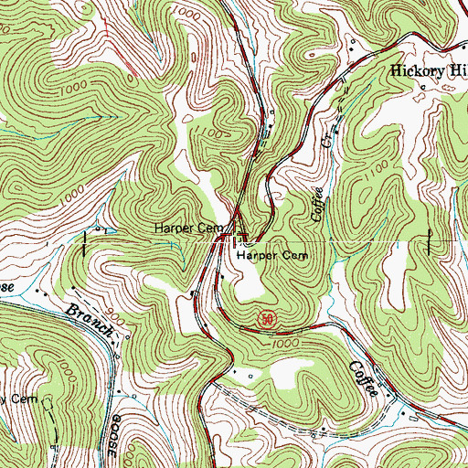 Topographic Map of Harper Cemetery, TN