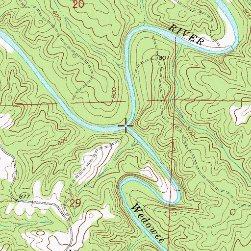 Topographic Map of Wedowee Creek, AL