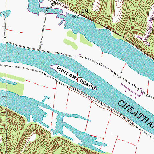 Topographic Map of Harpeth Island, TN