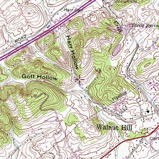 Topographic Map of Harr Hollow, TN