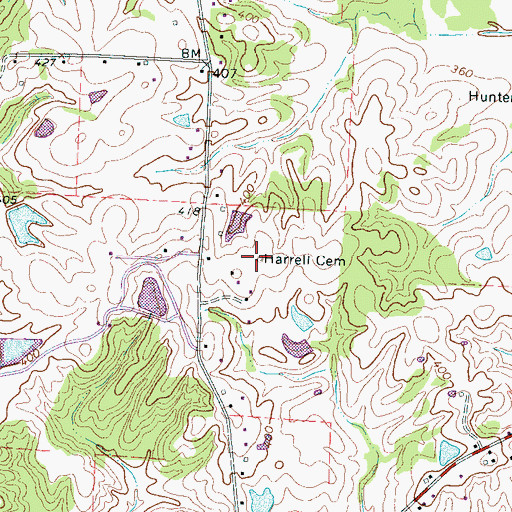 Topographic Map of Harrell Cemetery, TN