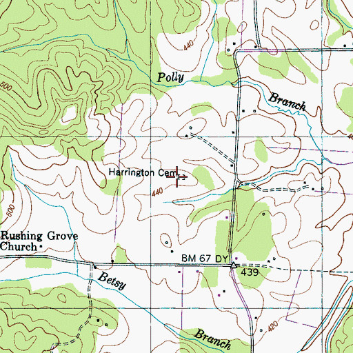 Topographic Map of Harrington Cemetery, TN