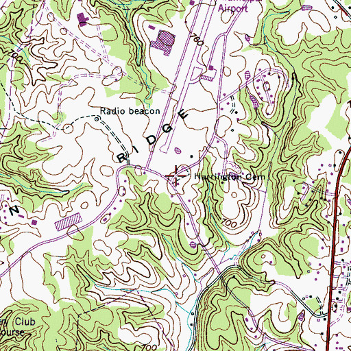 Topographic Map of Harrington Cemetery, TN