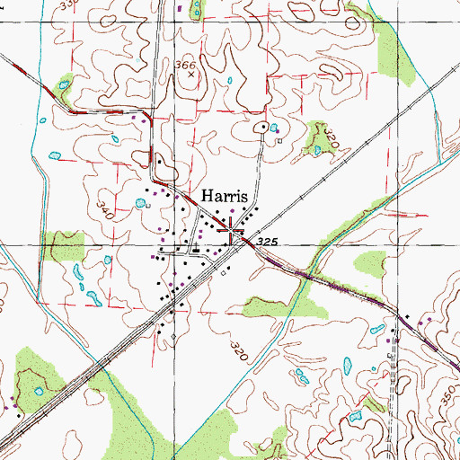Topographic Map of Harris, TN