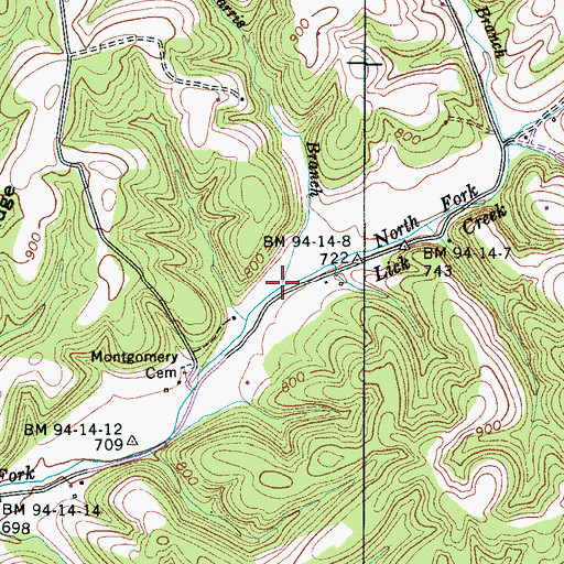 Topographic Map of Harris Branch, TN
