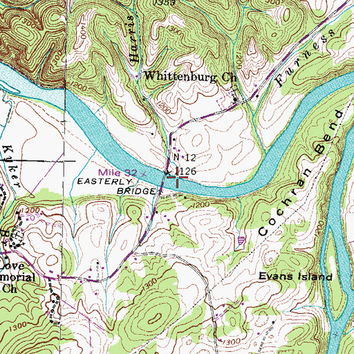 Topographic Map of Harris Branch, TN