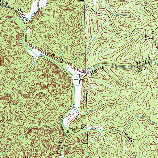 Topographic Map of Harris Branch, TN