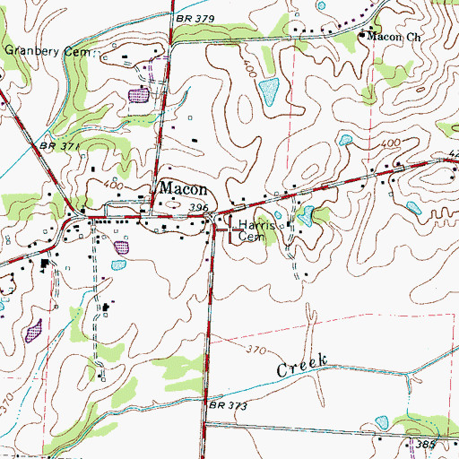 Topographic Map of Harris Cemetery, TN