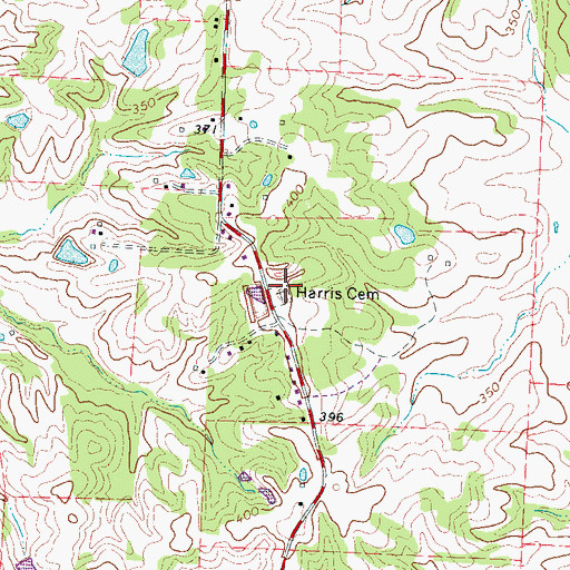 Topographic Map of Harris Cemetery, TN