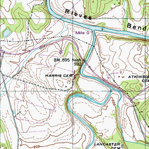 Topographic Map of Harris Cemetery, TN