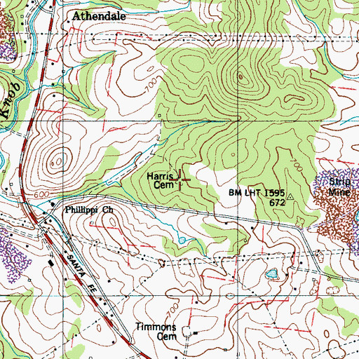 Topographic Map of Harris Cemetery, TN