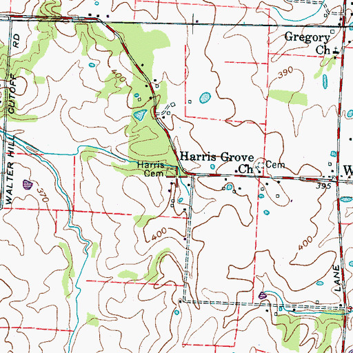 Topographic Map of Harris Cemetery, TN