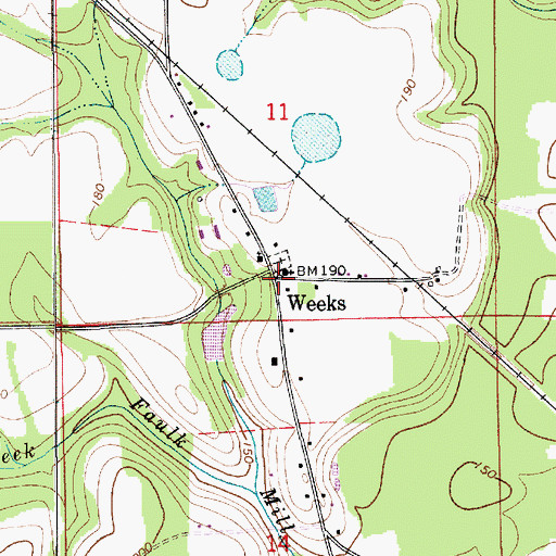Topographic Map of Weeks, AL