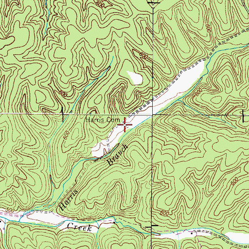 Topographic Map of Harris Cemetery, TN