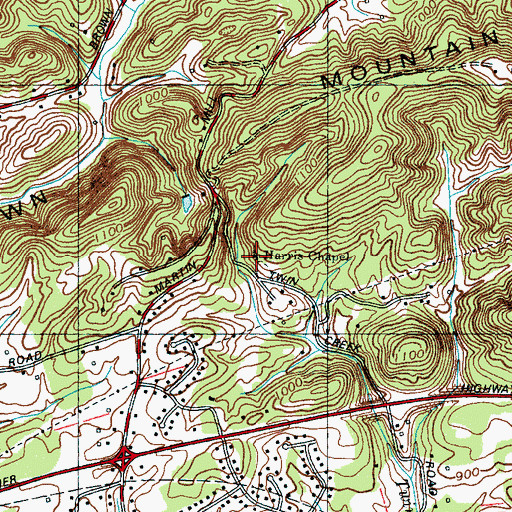 Topographic Map of Harris Chapel, TN