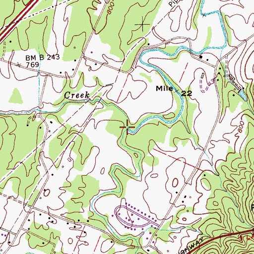 Topographic Map of Harris Creek, TN