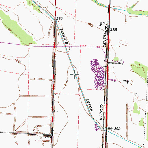 Topographic Map of Harris Ditch, TN