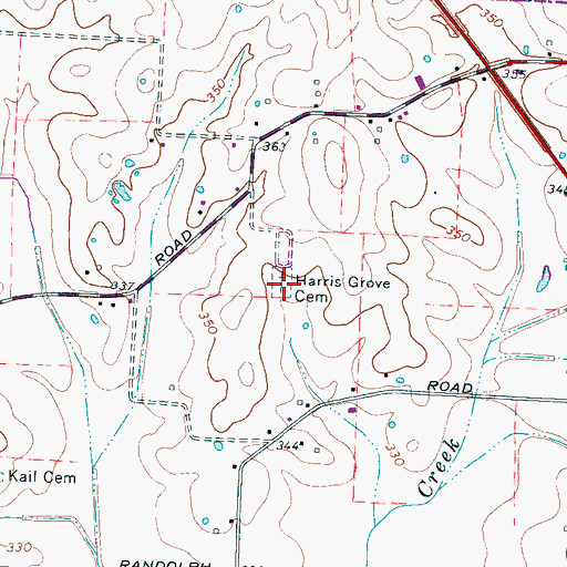 Topographic Map of Harris Grove Cemetery, TN