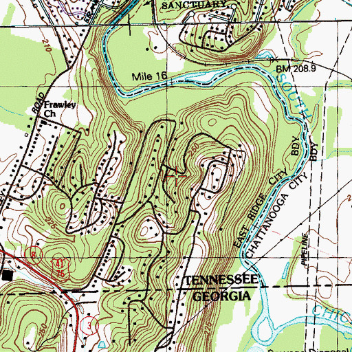 Topographic Map of Harris Hills, TN