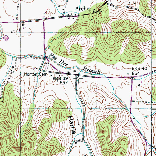 Topographic Map of Harris Hollow, TN