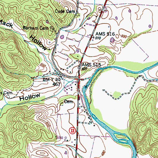 Topographic Map of Harris Hollow, TN