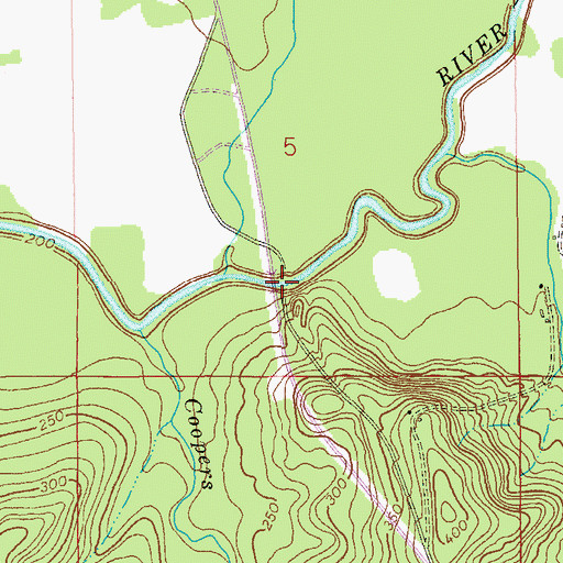 Topographic Map of Weeks Bridge, AL