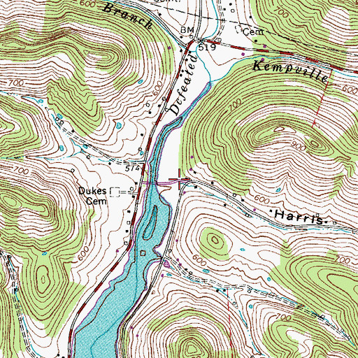 Topographic Map of Harris Hollow, TN