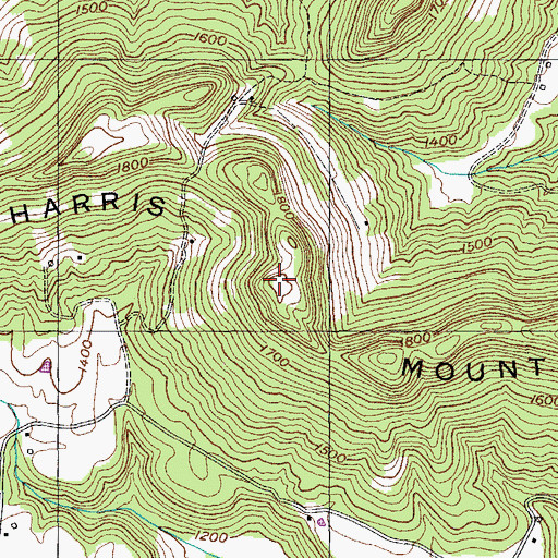 Topographic Map of Harris Mountain, TN