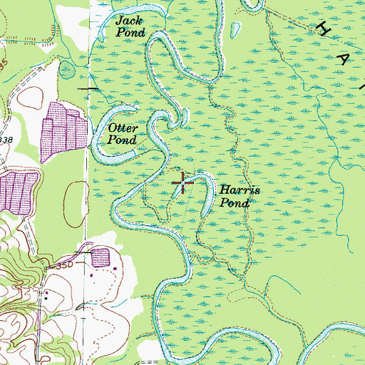 Topographic Map of Harris Pond, TN