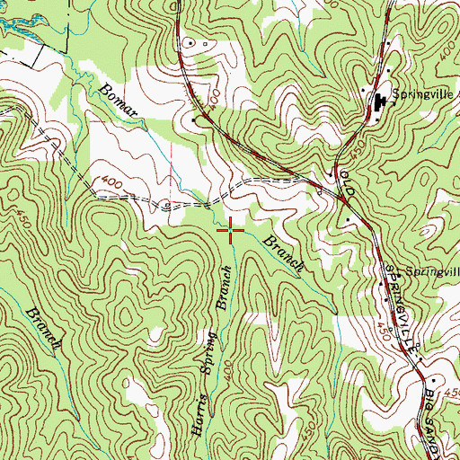Topographic Map of Harris Spring Branch, TN