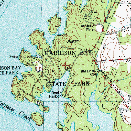 Topographic Map of Harrison Bay State Park, TN