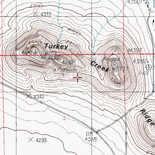 Topographic Map of Turkey Creek Ridge, AZ
