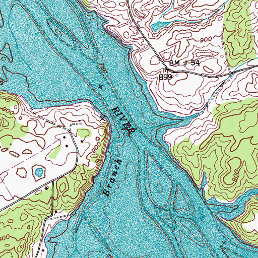 Topographic Map of Harrison Branch, TN