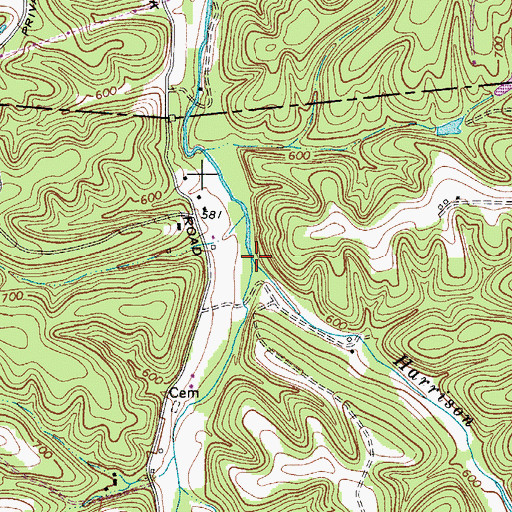 Topographic Map of Harrison Branch, TN