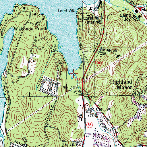 Topographic Map of Harrison Branch, TN