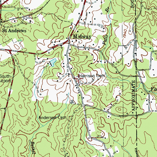 Topographic Map of Harrison Cemetery, TN
