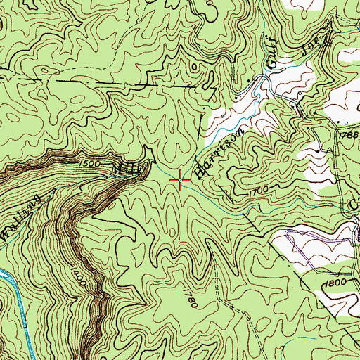 Topographic Map of Harrison Gulf Branch, TN