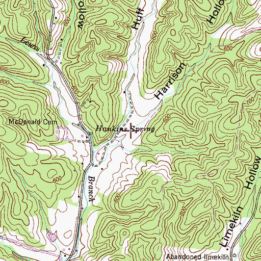 Topographic Map of Harrison Hollow, TN
