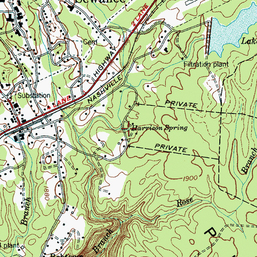 Topographic Map of Harrison Spring, TN