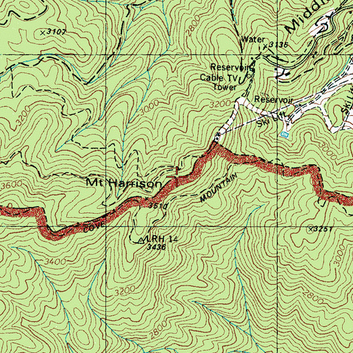 Topographic Map of Mount Harrison, TN