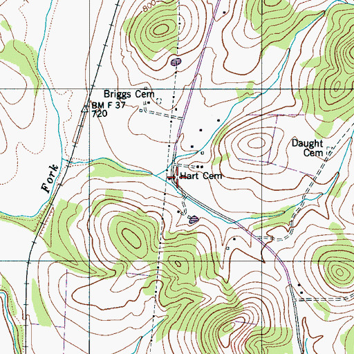 Topographic Map of Hart Cemetery, TN