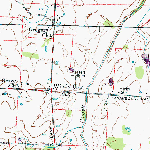 Topographic Map of Hart Cemetery, TN