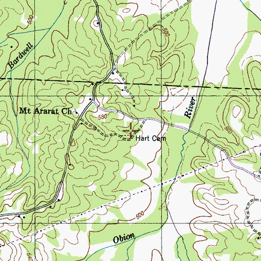 Topographic Map of Hart Cemetery, TN