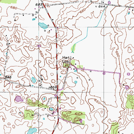 Topographic Map of Hart Cemetery, TN