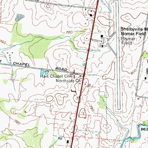Topographic Map of Hart Chapel Cemetery, TN