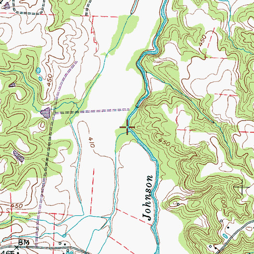 Topographic Map of Hart Creek, TN