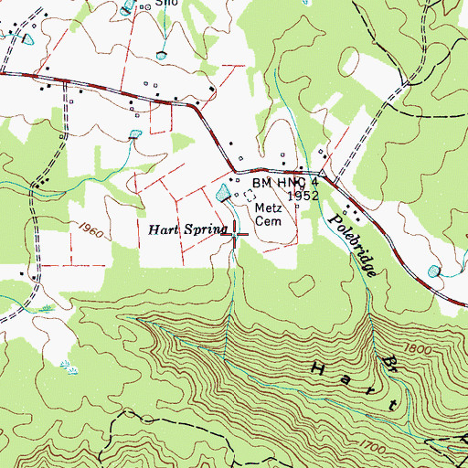 Topographic Map of Hart Spring, TN