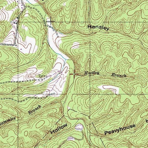 Topographic Map of Hartley Branch, TN